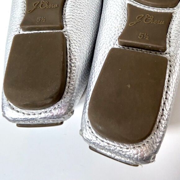 J. Crew Metallic Silver Leather Driving Moccasins Size 5.5 - Picture 8 of 10